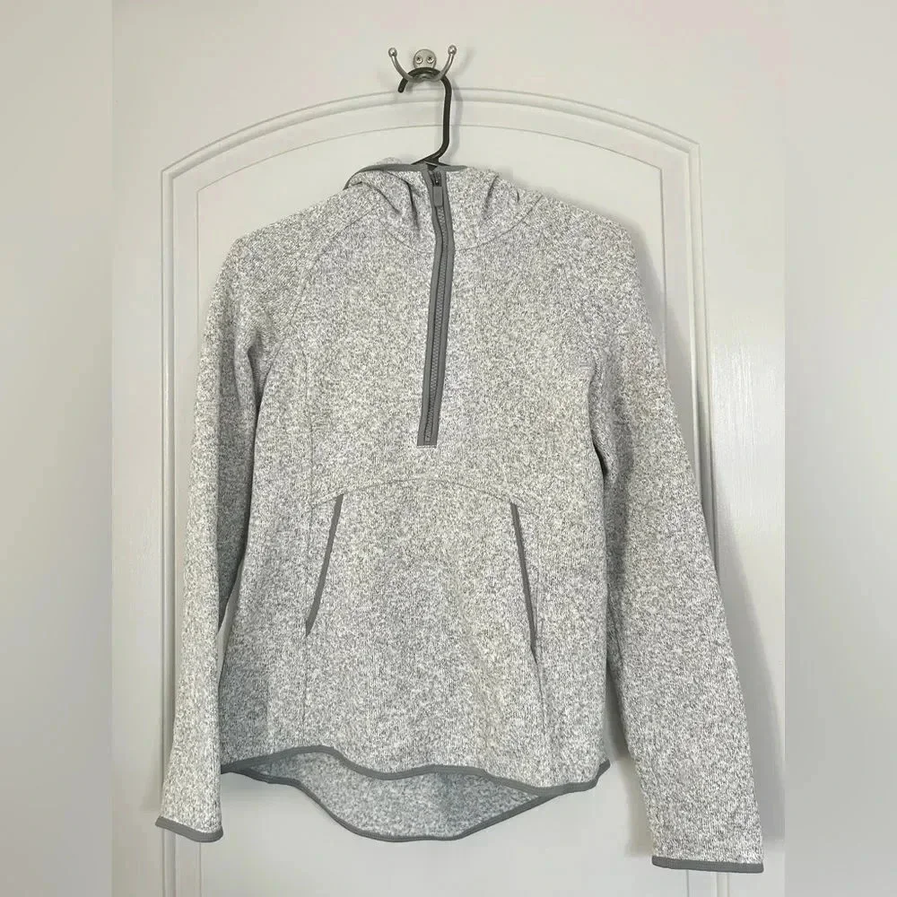 Lululemon Fleece and Thank You Hooded Knit 1/4 Zip Pullover size 6 athleisure